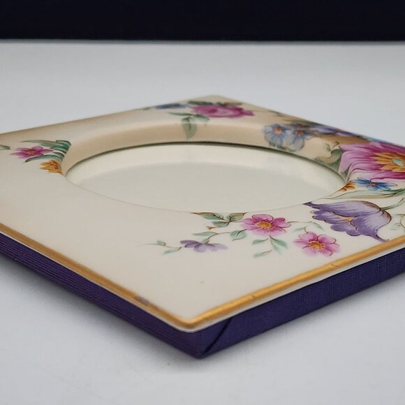 Vintage Floral Ceramic Picture Frame With Transferware Flowers Roses - Picture 11 of 12